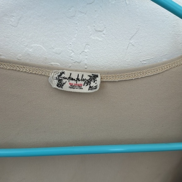 Free People Intimately Truth Square Neck Bodysuit Long Sleeve Stone Gray Tan S - Picture 5 of 7